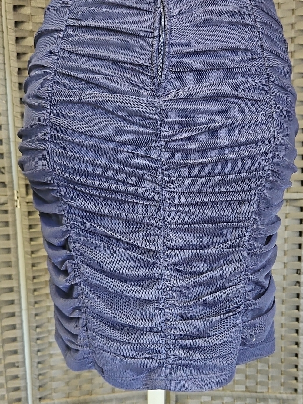 Navy Ruched Off-Shoulder Bodycon Dress - Picture 7 of 12